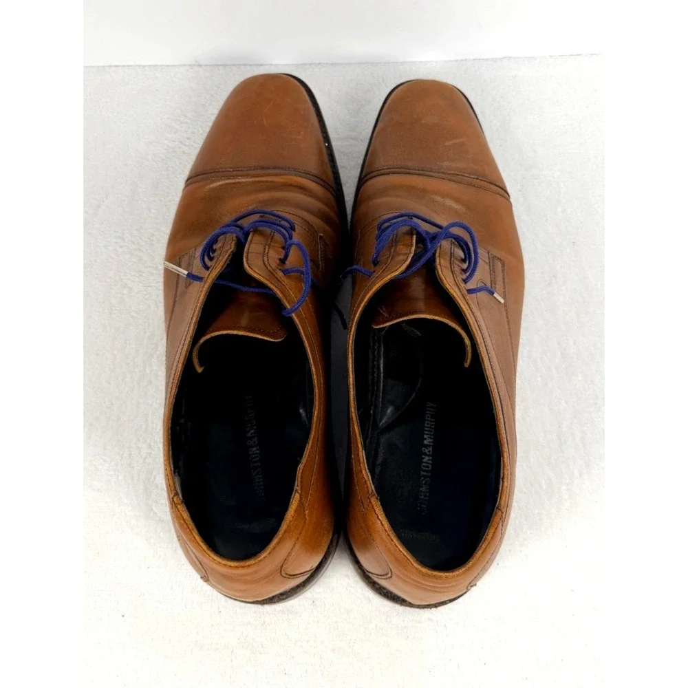 Johnston & Murphy Men's Cap Toe Oxford Dress Shoes Brown Leather Size 14W